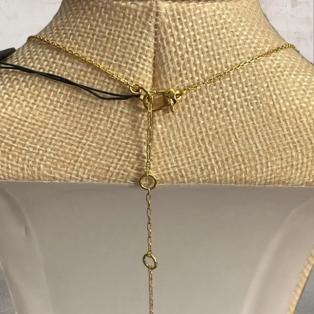 Kate Spade $58 Bubbly Bezel Gold Necklace with Pink Pendant NWT
